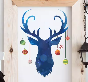 Reindeer  and baubles christmas sticker - TenStickers