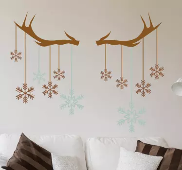 Christmas snowflake and antler sticker - TenStickers