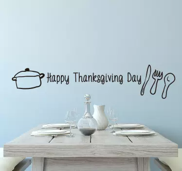 Cutlery and text thanksgiving sticker - TenStickers