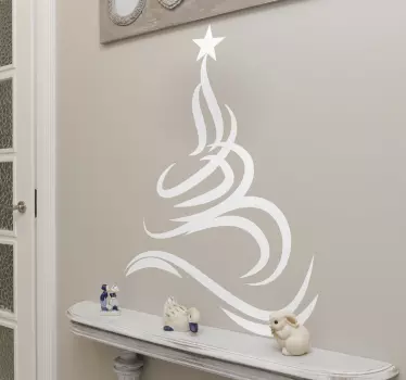 Wandtattoo Wohnzimmer filigraner Weihnachtsbaum - TenStickers