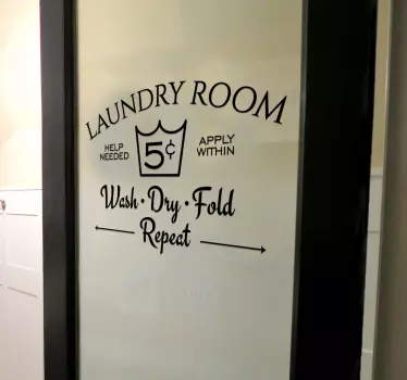 Laundry door text sticker - TenStickers