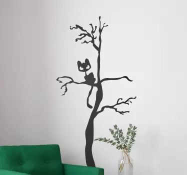 Naklejka z rysunkiem drzewo kot halloween - TenStickers