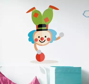 Farverige clown håndstand væg klistermærker til barn - TenStickers