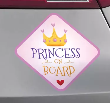 Princess in the car baby on board Car Sticker - TenStickers
