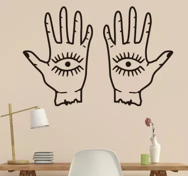 øjne på hænderne væg kunst klistermærke - TenStickers