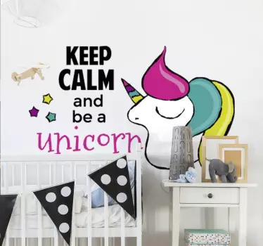 Keep calm be a unicorn illustration sticker - TenStickers