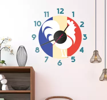 Sticker horloge coq et drapeau français - TenStickers