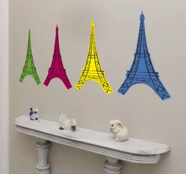 Naklejka na ścianę Paryż Eiffel pop art - TenStickers