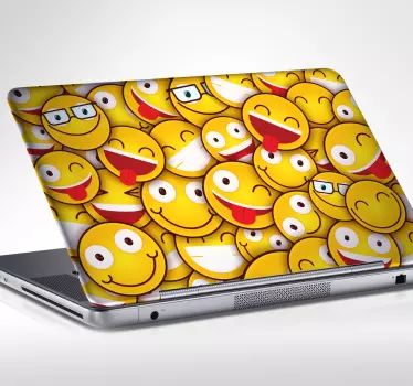 Laptop sticker vrolijke emoticons - TenStickers