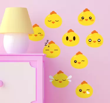 Chicken Emoji Farm Animal Wall Sticker Set - TenStickers