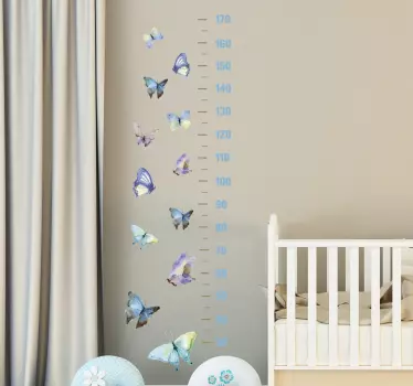 Colored butterflies height chart wall sticker - TenStickers