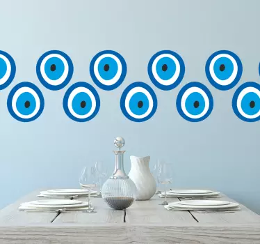 Sticker frise motifs oeil bleu - TenStickers