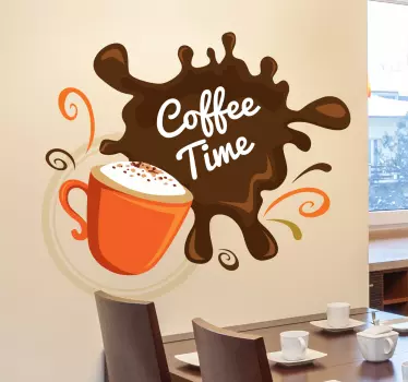 커피 타임 튄 음료 스티커 - TenStickers