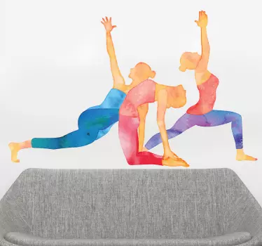 Muursticker yoga houdingen aquarel - TenStickers