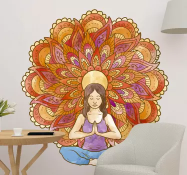 Yoga drawing floral wall sticker - TenStickers