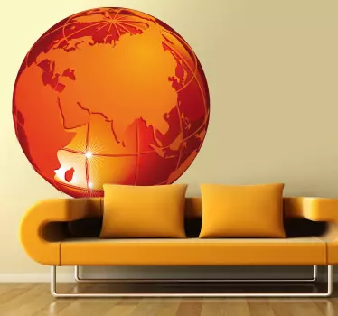 橙色地球仪墙贴 - TenStickers