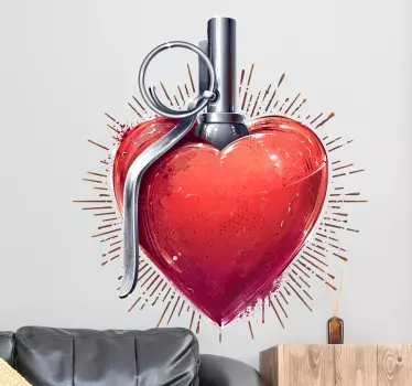 Grenade heart love sticker - TenStickers