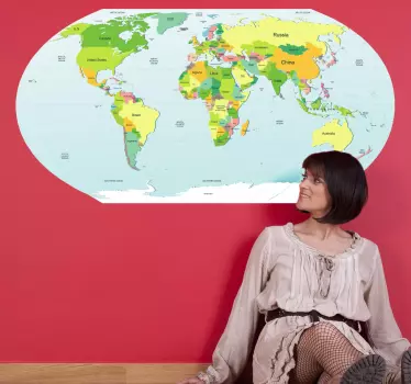 Vinil decorativo mapa mundo político - TenStickers