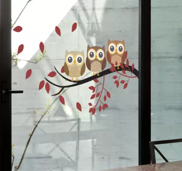 Three cute owls bird wall sticker - TenStickers