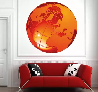 Sticker wereld bol oranje Noordelijk halfrond - TenStickers