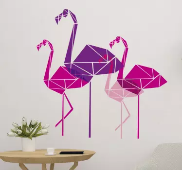 Wandtattoo geometrische Flamingos - TenStickers