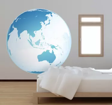 Sticker wereld bol turquoise Oceanië - TenStickers