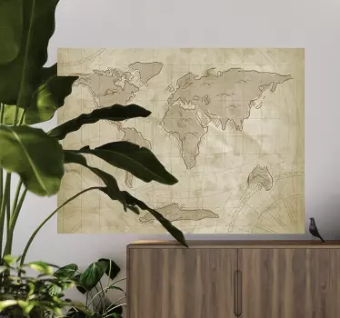 复古世界地图世界地图墙贴 - TenStickers