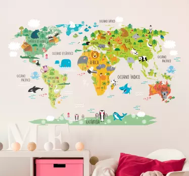 Adesivo Mapa mundo infantil - TenStickers