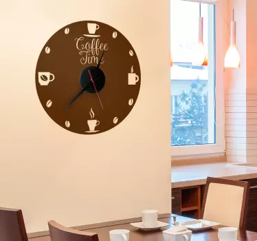 Coffee o'clock wall clock sticker - TenStickers