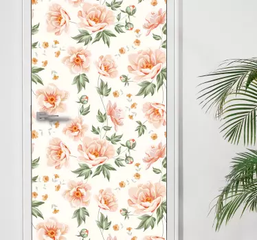 Floral print door sticker - TenStickers