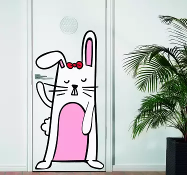 Cute girly rabbit door sticker - TenStickers
