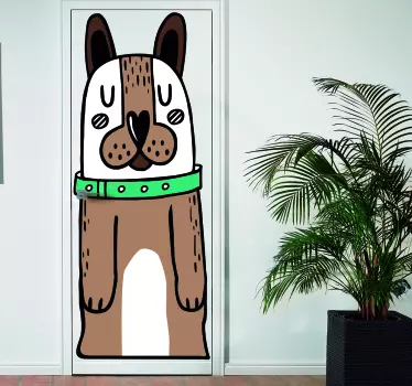 Cute brown dog door sticker - TenStickers