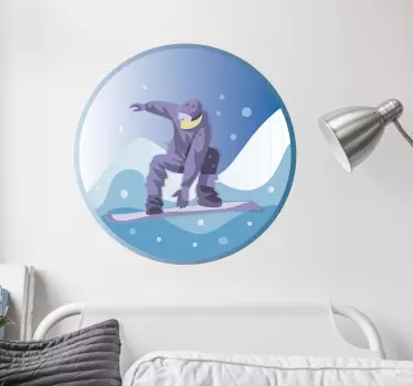 Snowboard in a circle wall sticker - TenStickers
