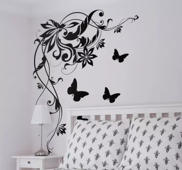 Flowers and butterflies butterfly wall sticker - TenStickers