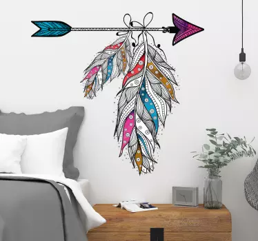 Feathers and arrow vintage wall decal - TenStickers