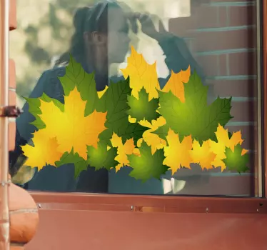 Geltonos ir žalios rudens lapų animuotasis paveiksliukas - „Tenstickers“