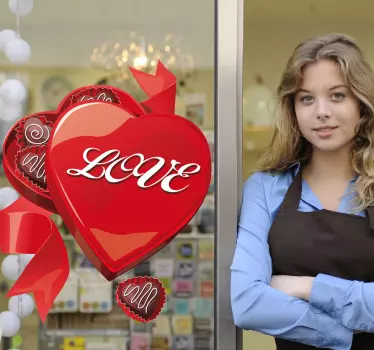 Adesivo de caixa de chocolate de amor de forma de coração - TenStickers