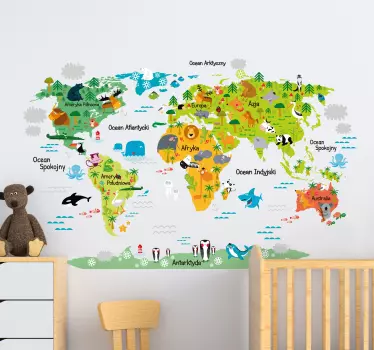 Naklejka dekoracyjna kolorowa mapa świata - TenStickers