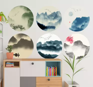 Mountains and trees nature wall sticker - TenStickers
