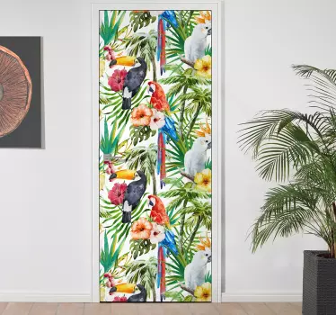 Jungle flora door sticker - TenStickers