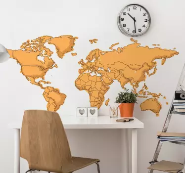 Ant sienos užklijuotas pasaulio žemėlapis su rėmeliais - „Tenstickers“