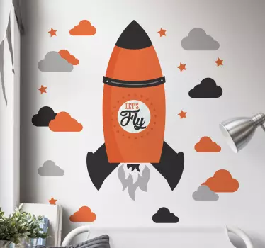 Let´s Fly Rocket Wall Sticker - TenStickers