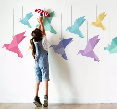 Naklejka ścienna ptaki Kolorowe ptaki origami - TenStickers