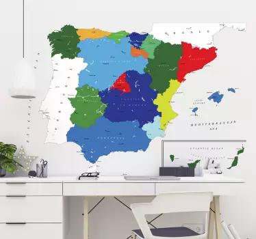 Vinilo mapa España comunidades autónomas - TenVinilo