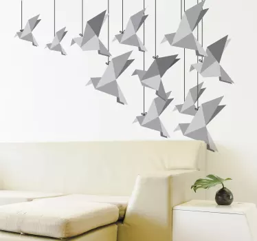 Sticker mural oiseaux origami - TenStickers