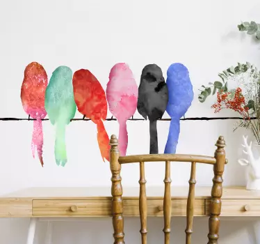 Farverige fugle på en vægvæg klistermærke - TenStickers