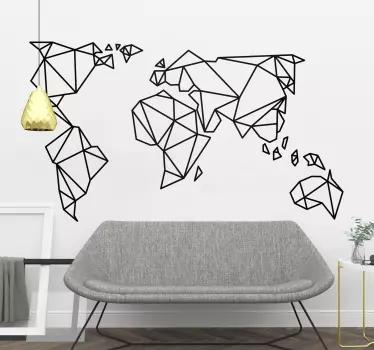 Vinilo decorativo mapamundi origami - TenVinilo