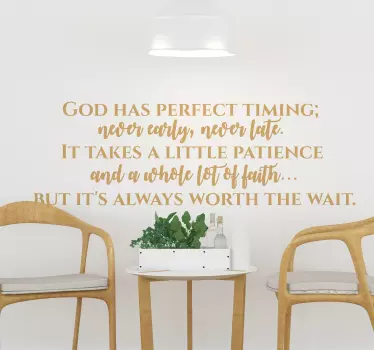 God Has Perfect Timing Living Room Wall Decal - TenStickers