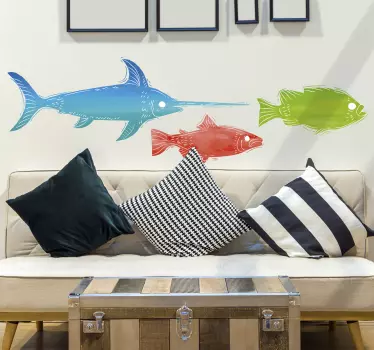 Colorful fish wall sticker - TenStickers