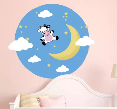 Cow on the Moon Wall Sticker - TenStickers
